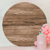Aperturee - Nature Simple Brown Wood Round Birthday Backdrop